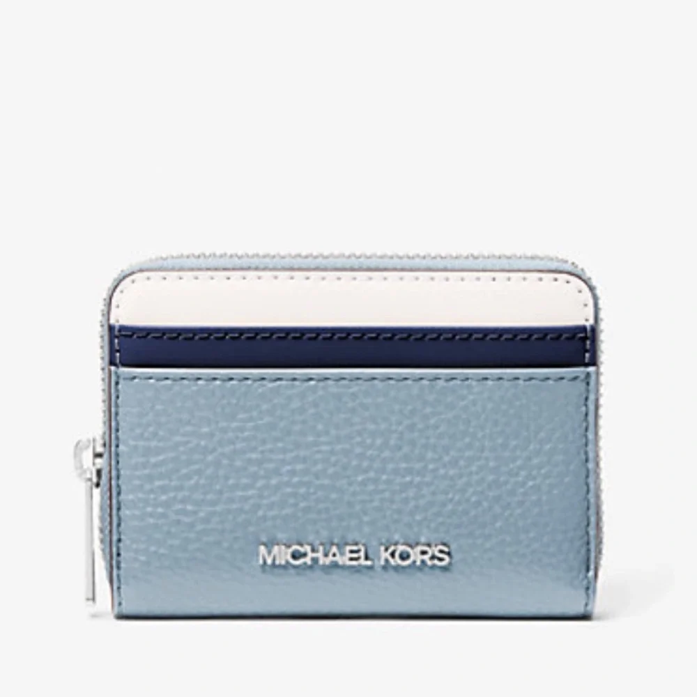Michael Kors Jet Set Travel Medium Color-Block Wallet Pale Blue NWT